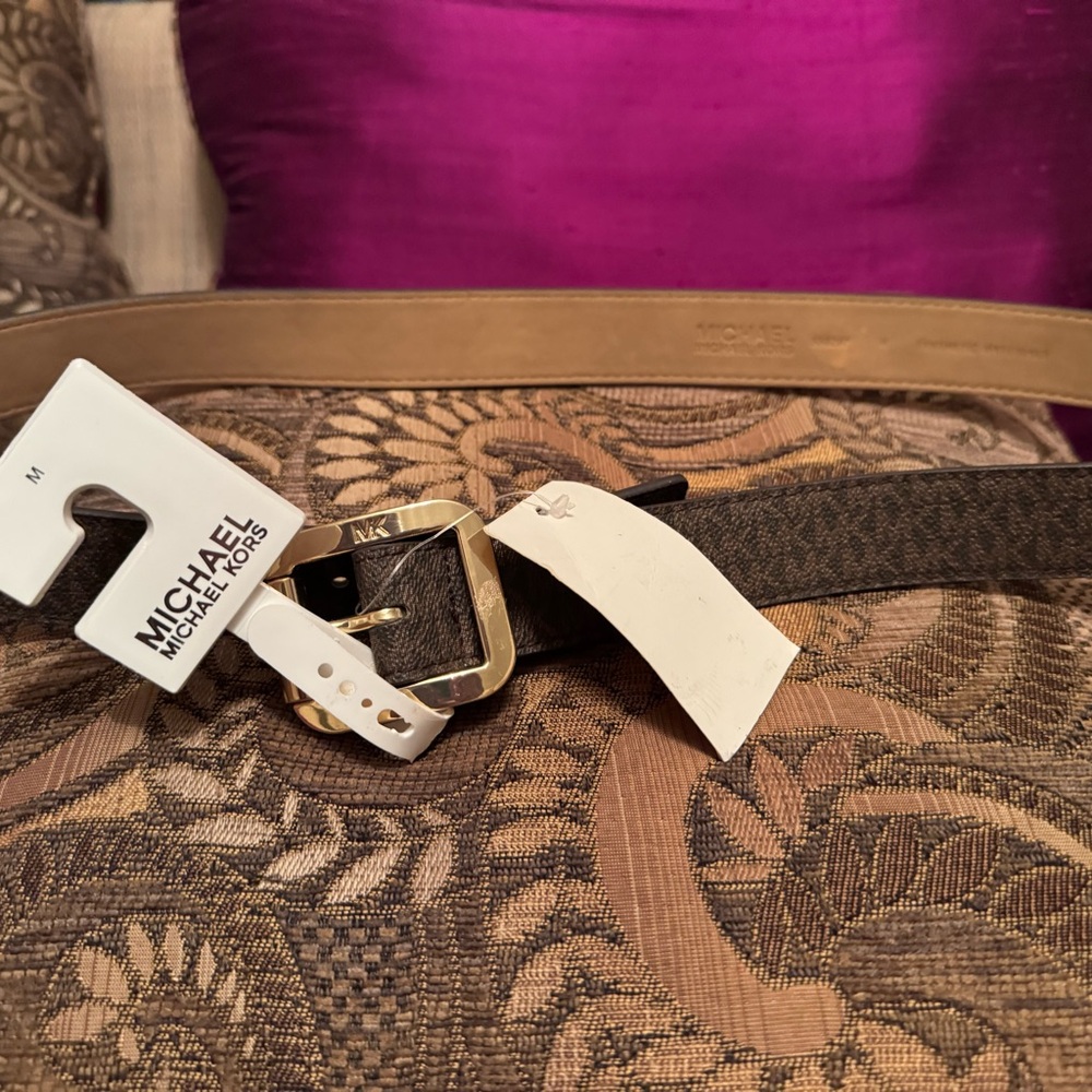Michael Kors Brown and Gold Belt